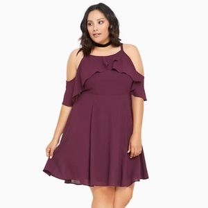 Torrid Georgette Tulip Cold Shoulder Dress